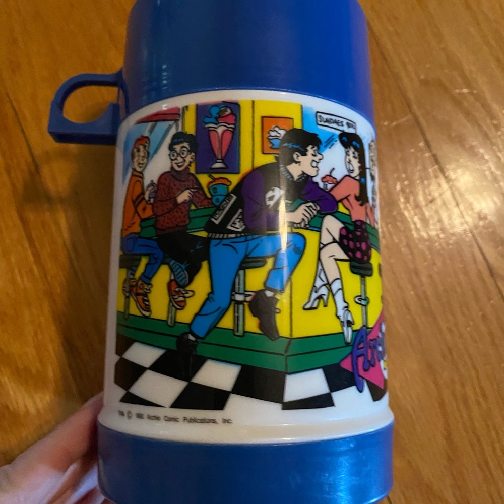 Vintage Cartoon Archie Thermos with Blue Lid 1990
